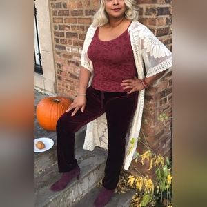 ♥️ Anather Love 💕 Burgundy Velvet Pants